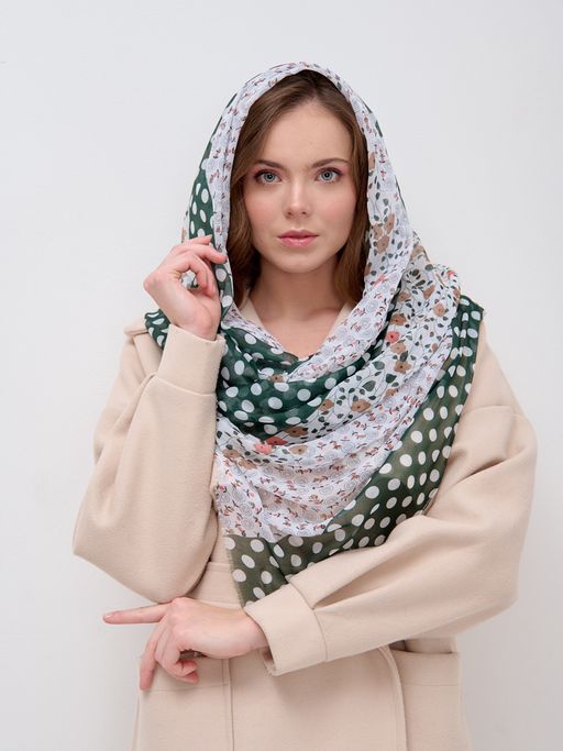 Большой, мягкий, тонкий и очень нежный двусторонний палантин с рисунком в стиле арт-деко - Tantino фото 3