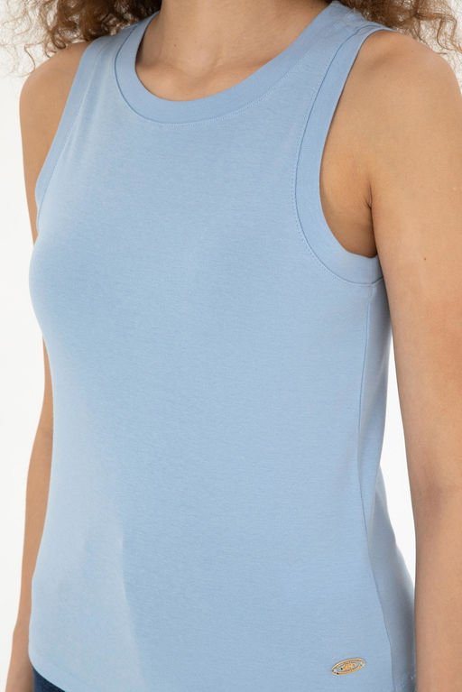 Женская голубая базовая футболка - U.s. polo assn фото 7