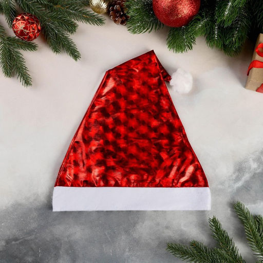Цена за 6 шт. Колпак новогодний Голография 29х38 см, красный - Зимнее волшебство фото 4