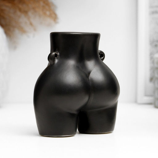 Подсвечник на 1 свечу TAKE IT EASY «Марта», керамика, чёрный глянец, 10×6×8 см