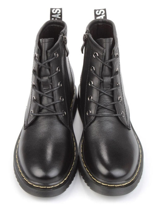 01-CCO22-1P BLACK Ботинки демисезонные женские (натуральная кожа, байка)