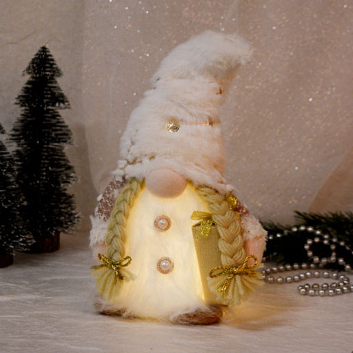 Новогоднее украшение Гном светодиодный 16x8x38 см / B116 /уп 100/ (Девочка) - Галеонтрейд фото 6