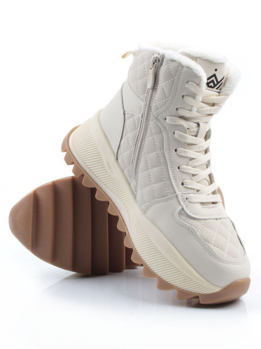 04-PAML06-2Z LT. BEIGE Ботинки зимние женские (натуральная кожа, 100% шерсть) - Фабричный китай фото 12