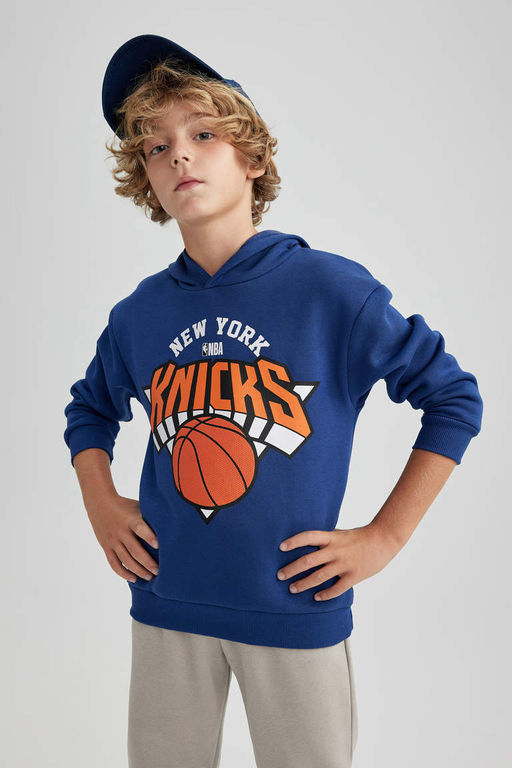 Толстовка оверсайз с капюшоном NBA New York Knicks для мальчиков - Defacto фото 4