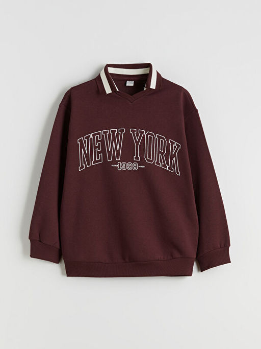Polo Yaka New York Bask?l? K?z ?ocuk Sweatshirt ve E?ofman Alt