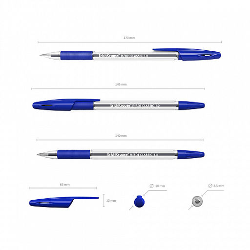 Цена за 50 шт. Ручка шариковая ErichKrause R-301 Stick&Grip Classic 1.0, цвет чернил красный (в коробке по 50 шт.)
