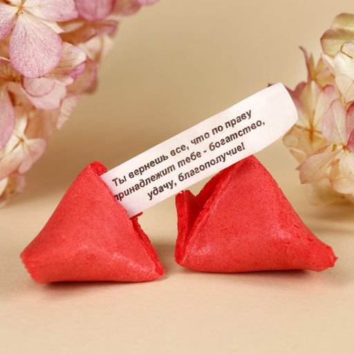 Цена за 2 шт. Печенье с предсказанием 8 марта тюльпаны, 1 шт., красное - Фабрика счастья фото 3