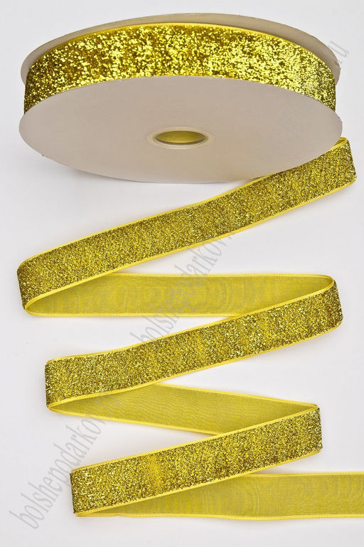 Лента с люрексом 2,5 см*20 ярд (SF-7317) золото №02