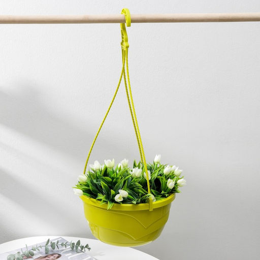 Кашпо для цветов подвесное с прикорневым поливом «Мальва», 4.7 л, цвет фисташковый