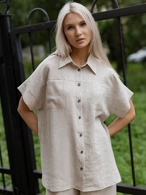 Рубашка блузка лен 57%, вискоза 43%