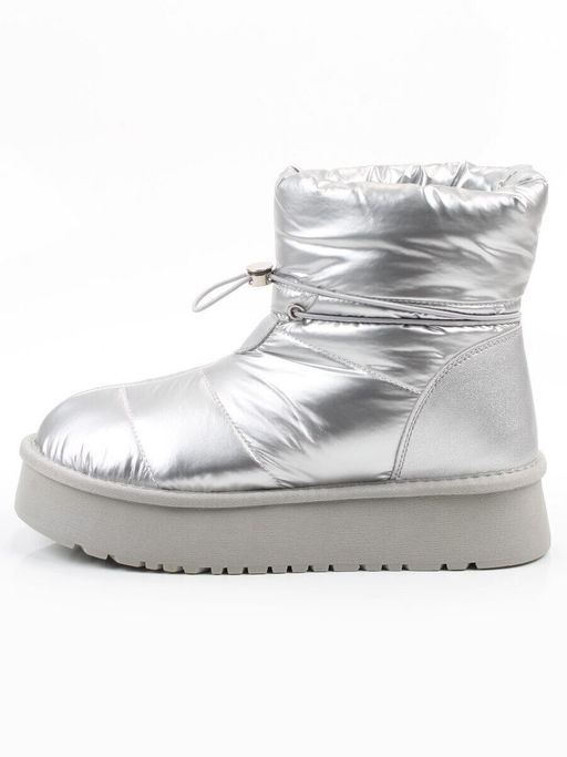 04-WA003-2M GREY/SILVER Ботинки зимние женские (натуральная кожа, курточная ткань, 100% шерсть)