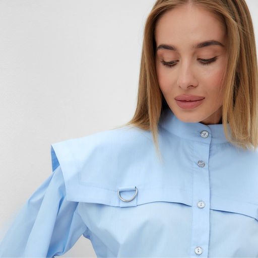 Рубашка женская с лентами MINAKU: Casual Collection, размер 50, голубая