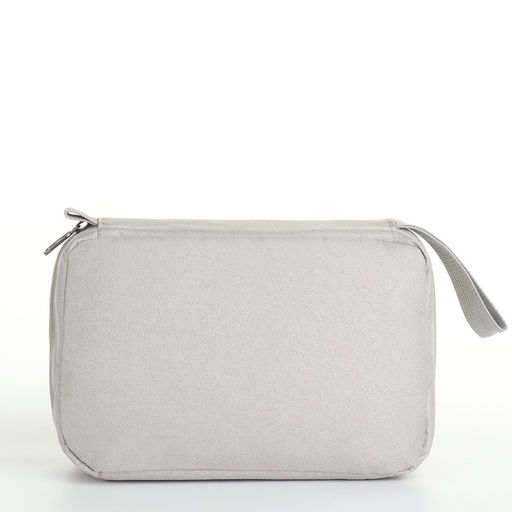 Косметичка-несессер дорожная на молнии, с карманом, крючком, ручкой, серая - Simaland фото 4