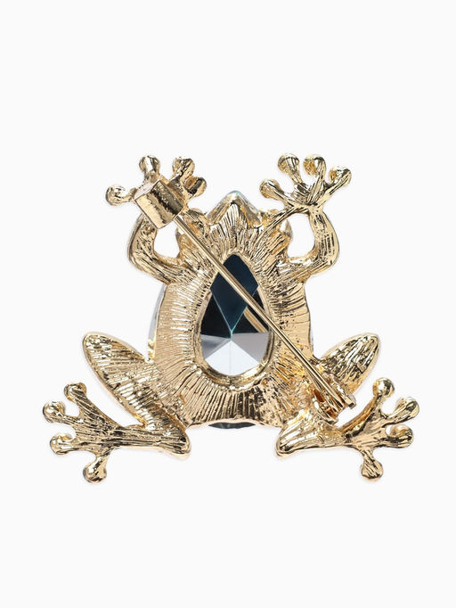 Брошь «Болотная лягушка», гранёная, зелёная в золоте