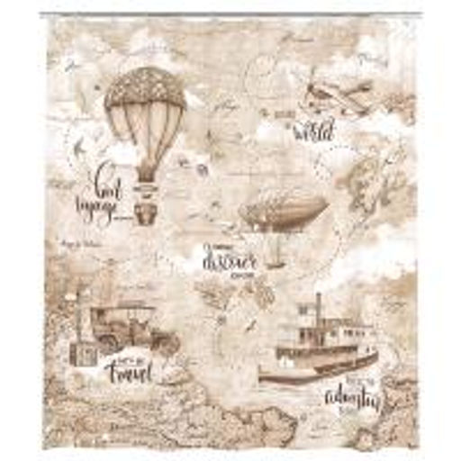 VAL TC-R-1818 Штора для ванной комнаты, полиэстер, 180*180 см, TRAVELLING RETRO, шт