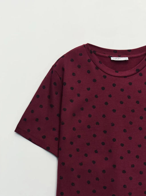 Футболка из хлопка с принтом в горошек / Zarina  фото 3