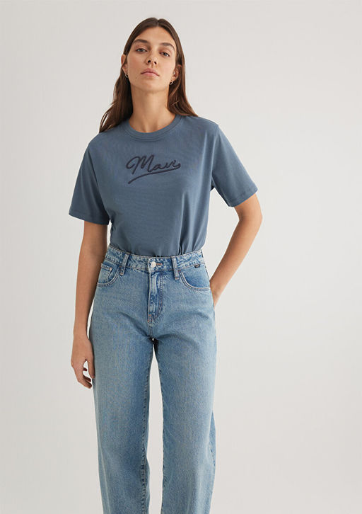 Mavi Jeans Bask?l? Antrasit Tisort