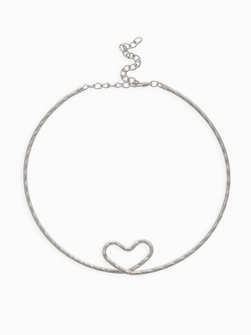 Набор 2 предмета: чокер, браслет Обруч сердце, цвет серебро