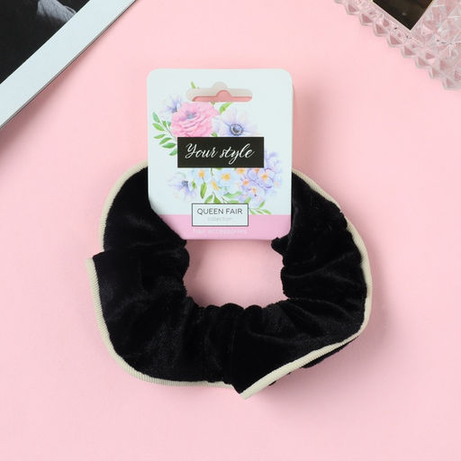 Цена за 3 шт. Резинка для волос «Орбита», классика бархат края, 10 см, чёрно-белая