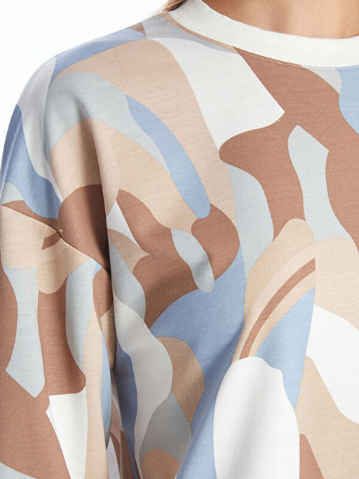 Bisiklet Yaka Desenli Kad?n Sweatshirt Tunik - Waikiki фото 3