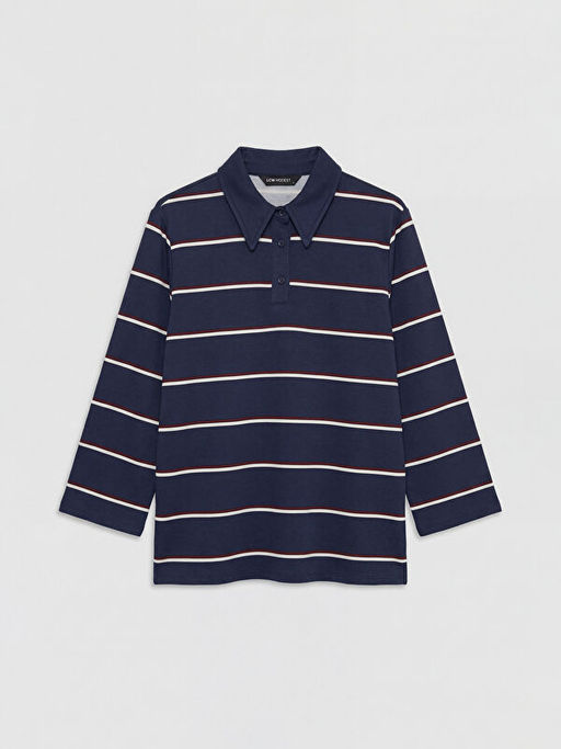 Polo Yaka ?izgili Oversize Kad?n Tunik