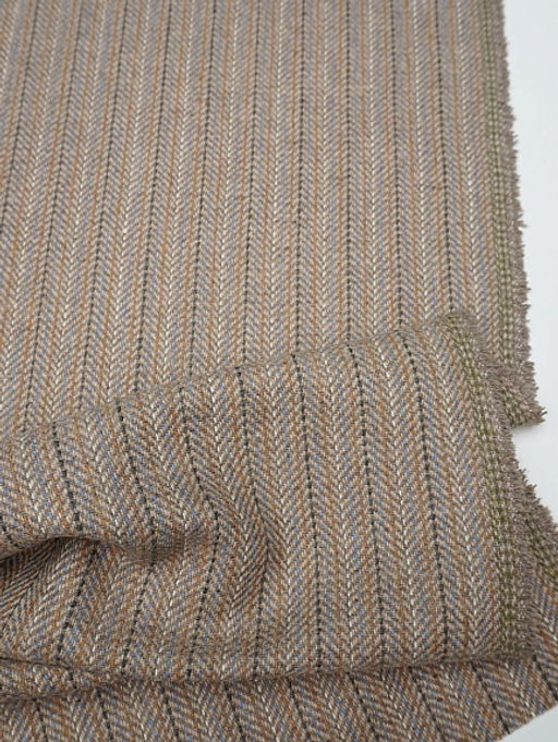 Шерсть пальтово-костюмная Твид Полоска-пунктир цв.бежевый, ш.1.5м, шерсть-30%, п/э-70%, 330гр/м.кв - Купава фото 7