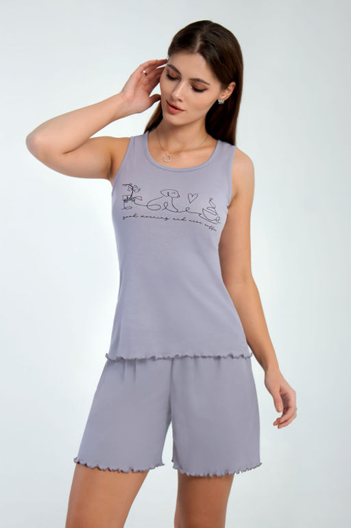 Арт. 9156/1 Пижама с шортами 42-50 (5 шт) Цвет:верх-сиреневый,низ-сиреневый