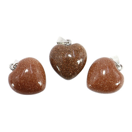 Подвеска Сердечко из камня Авантюрин коричневый символ победы и достижения цели 2см