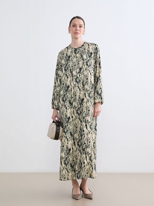 Hakim Yaka Desenli Elbise