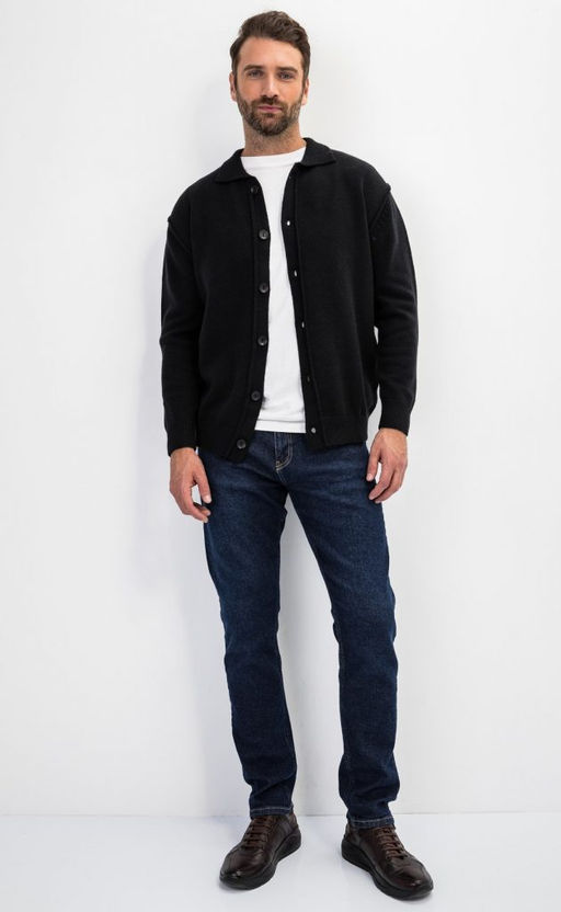 Кардиган мужской однотонный F310-0513 чёрный - Fine joyce фото 7