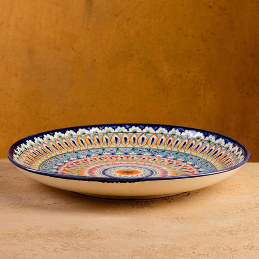 Ляган узбекский Риштанская Керамика «Узоры», d=32 см, синий