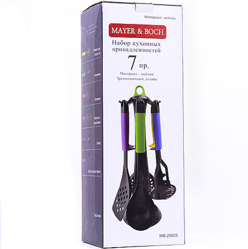 29525 Кухонный набор на подставка 7 пр нейлон/термопластик MB (х6) - Mayer&boch фото 3