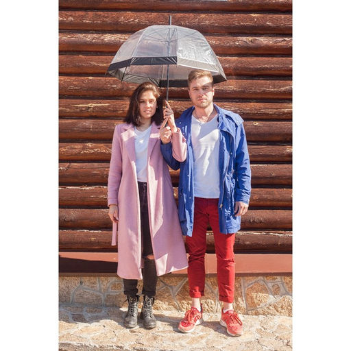 Зонт - трость полуавтоматический Кант, 8 спиц, R = 43 см, цвет чёрный/прозрачный - Simaland фото 7