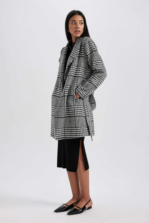 Пальто каше стандартного кроя с клетчатым узором - Defacto фото 4