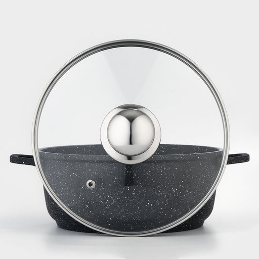 Кастрюля Доляна «Элит», 2 л, d=20 см, h=9 см, литые ручки, антипригарное покрытие, литой алюминий, чёрная