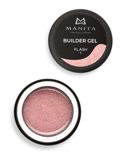 Manita Professional Гель моделирующий для ногтей с хлопьями юки / Builder Gel Flash №01, 15 мл  фото 4