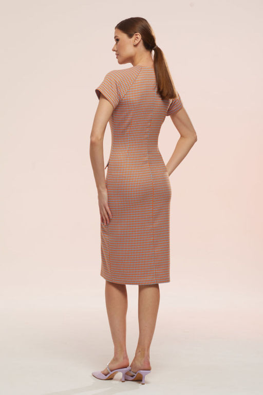 Платье Lars Style 754 оранжево-голубая лапка