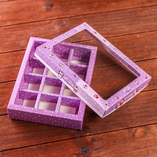 Цена за 5 шт. Новогодняя коробка - упаковка для конфет 12 шт. «Новогодний пингвин», 19×14.5×3.5 см