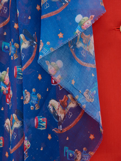 Большой, красивый двусторонний платок с рисунком в стиле арт-декои необычной текстурой ткани - Tantino фото 6