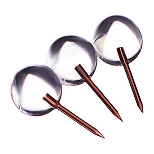 Цена за 12 шт. Кнопки силовые ШАРИКИ прозрачные с иголкой розовое золото 50 штук в пластиковой коробке - Calligrata фото 2