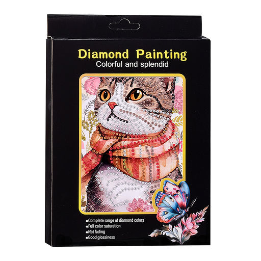 Мозаика алмазная "Котик в шарфе" 15*20см