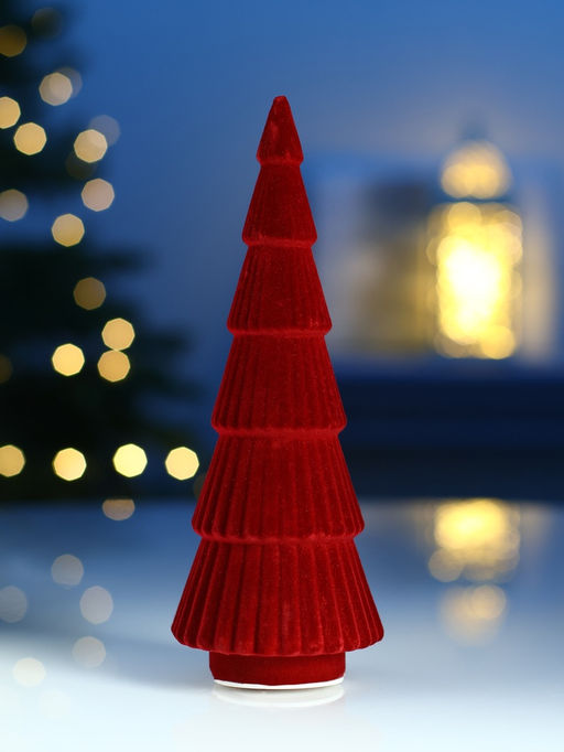 Фигура светодиодная «Ёлка красная бархатная», 5 LED, 23 см, от батареек AG13×3, свечение тёплое белое