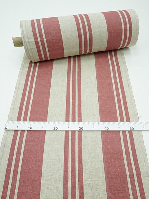 Холст-дорожка Бордовые полосы (на суровом), ш.0.55м, лен-30%, хлопок-70%, 270гр/м.кв - Купава фото 4