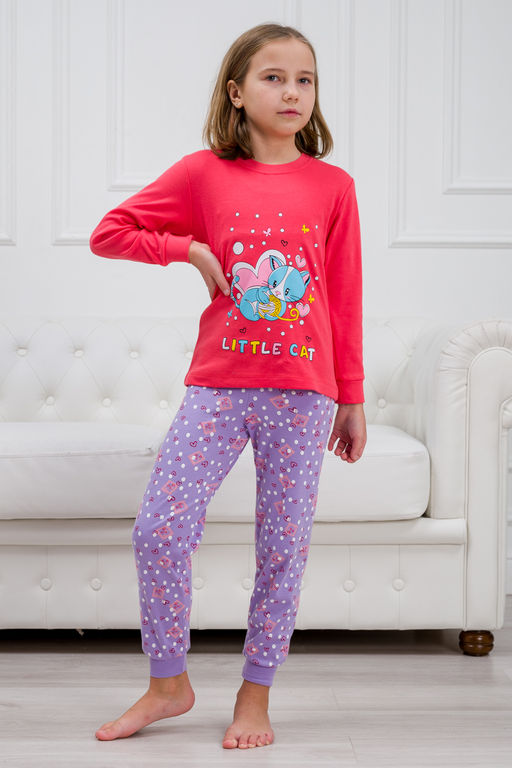 Пижама детская из интерлока Улыбка котенок с клубком - Амадэль фото 3