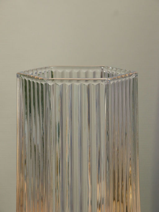 Ваза для цветов «Эдисон», линии, 28×13.5 см, стекло, прозрачная