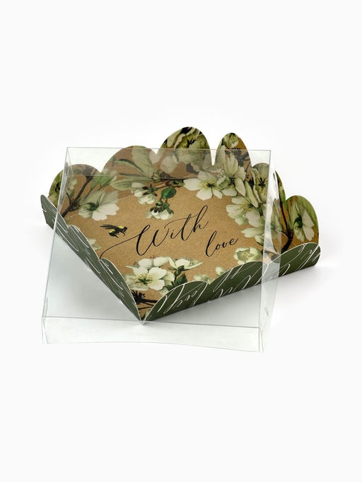 Цена за 5 шт. Коробка для печенья, кондитерская упаковка с пластиковой крышкой, «Пчёлка», 10.5×10.5×3 см