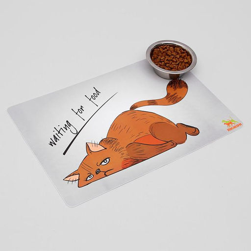 Коврик под миску Пижон с нескользящим основанием 43 х 28 см Waiting for food  фото 2