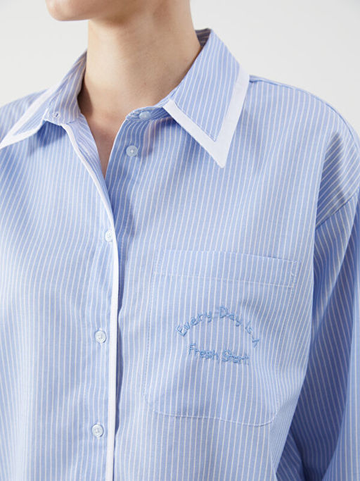 ?izgili Oversize Poplin Kad?n G?mlek Tunik
