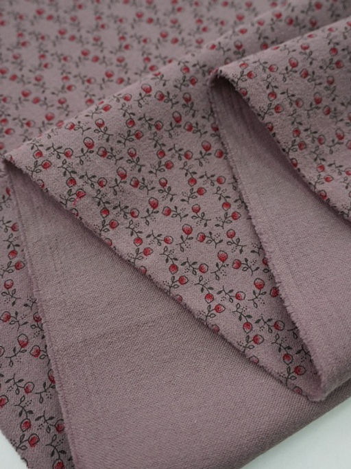 Теплый хлопок Винтажная брусничка цв.лилово-коричневый, ш.1.5м, хлопок-100%, 160гр/м.кв - Купава фото 4