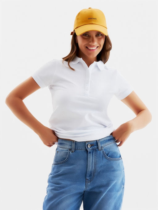 Футболка поло женская MINAKU: Basic line, белая, размер 42